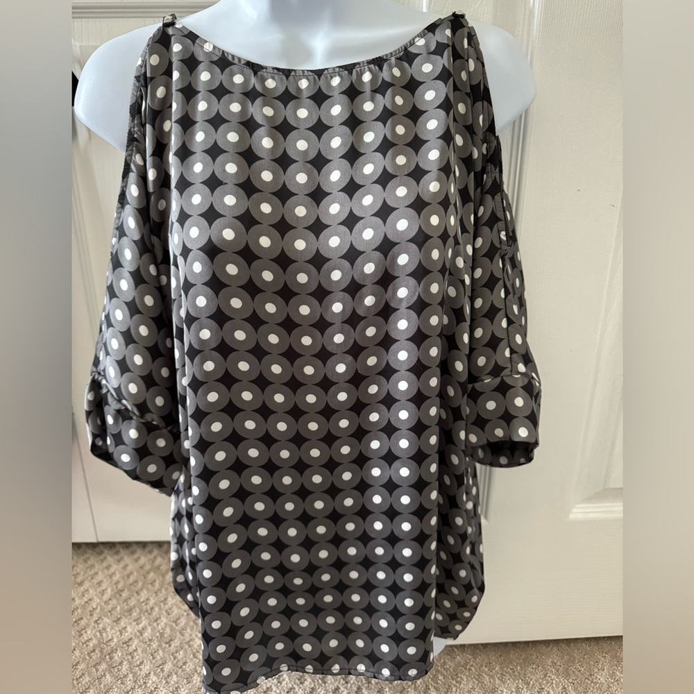 Michael Kors open shoulder studded satin shirt- small